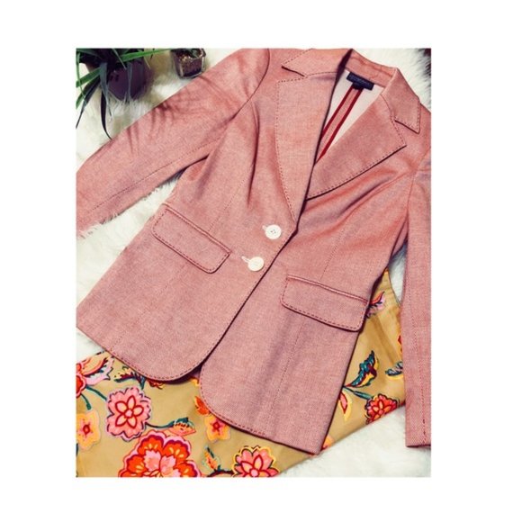 CLASSIQUES ENTIER Red & White Textured Blazer - Picture 5 of 5